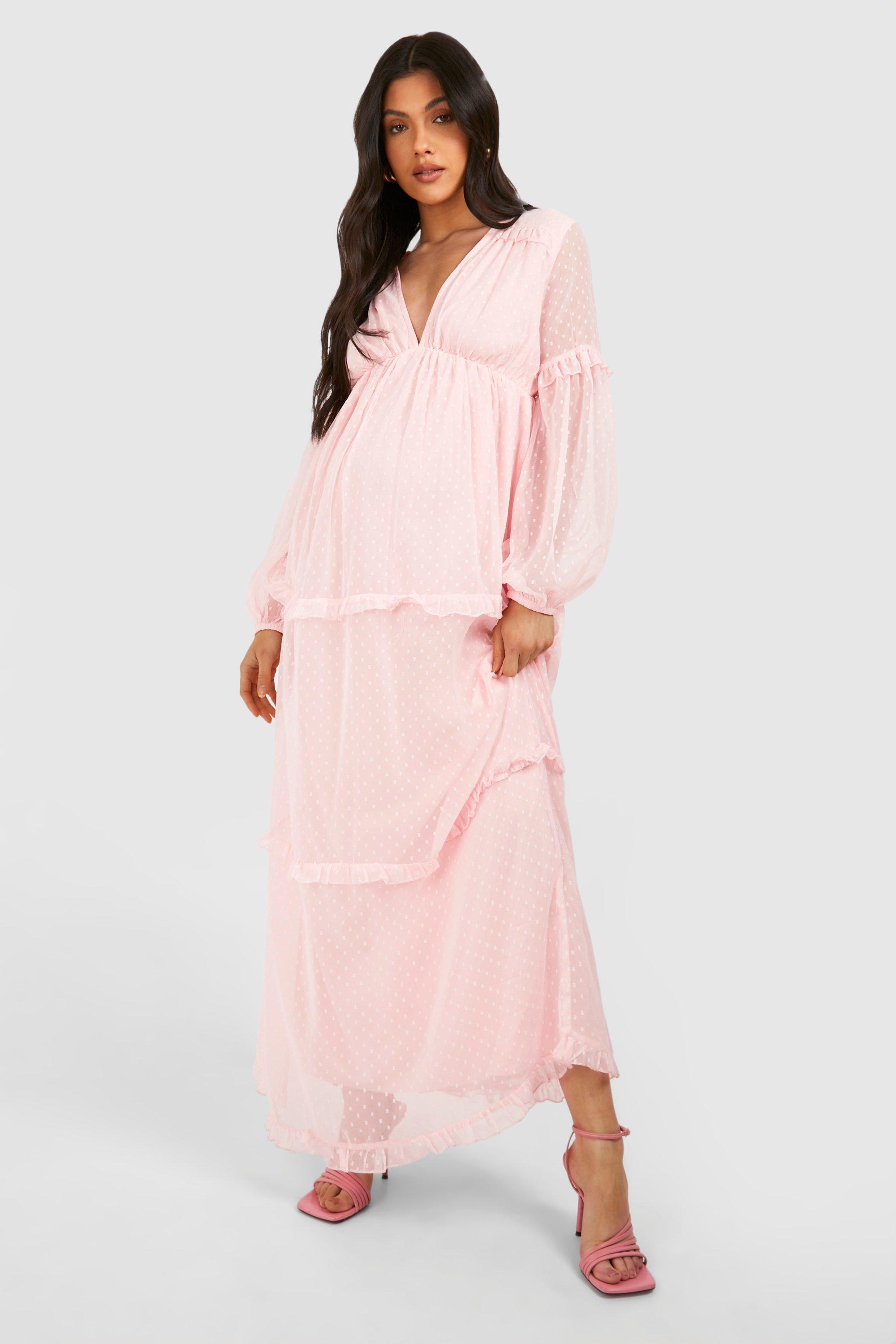 Boohoo maternity pink dress hotsell